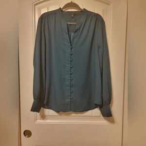 Ann Taylor Blue silk like blouse